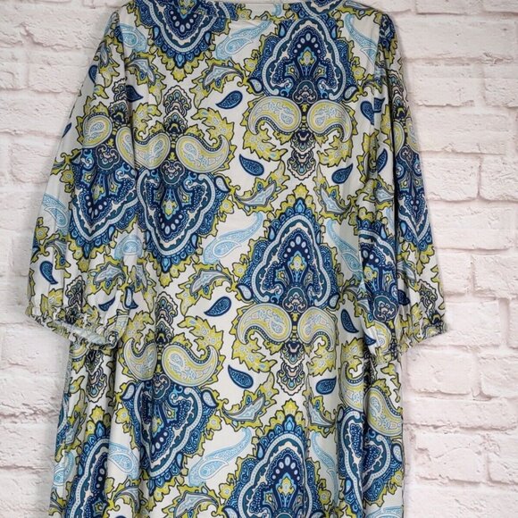 June & Vie Kaftan Caftan Maxi Dress PLUS 18/20 Floral Paisley Retro Mrs. Roper - Picture 10 of 11